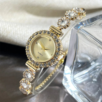 Bracelet Watch with Crystal Bezel Quartz Movement