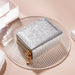 Glitter Sequin Wallet with Double Zip Closure - Silver