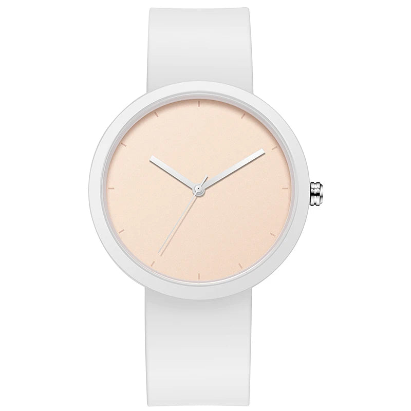 Minimalism Watch Quartz Movement with Slim Case Design - White