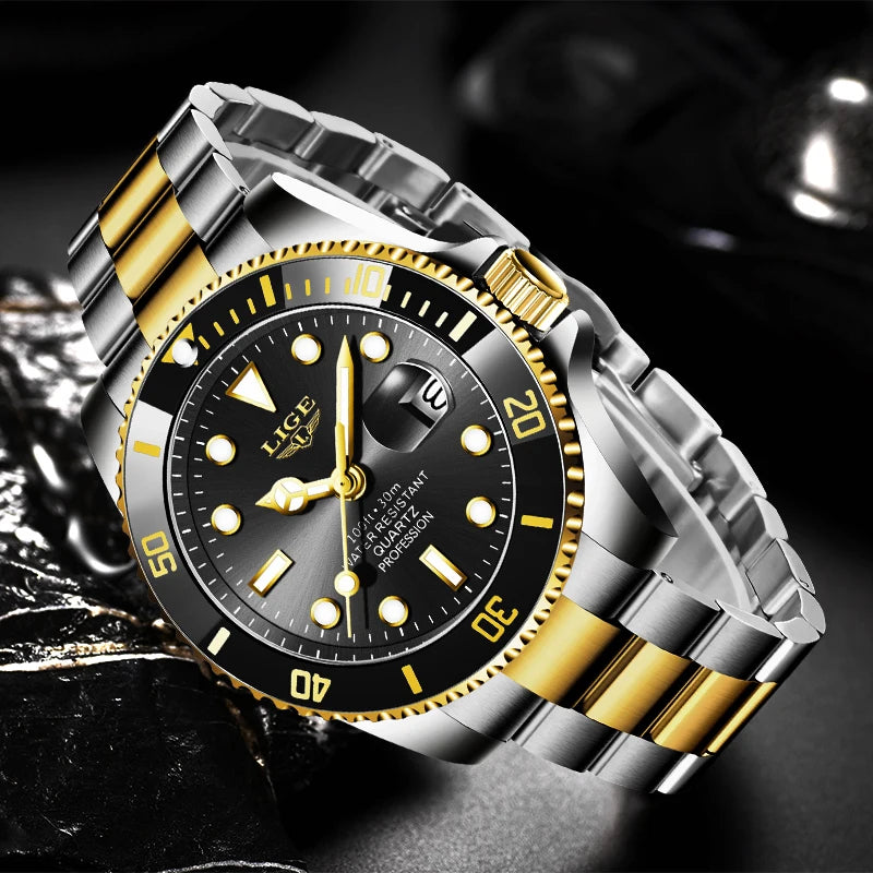 Mens Date Quartz Wristwatch with Luminous Hands