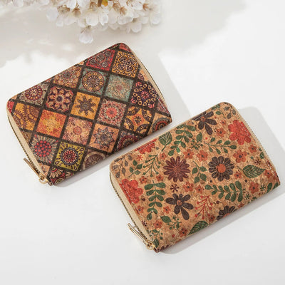 Wallet Retro Print Floral Birds Card Zipper Compact - WO2MEN