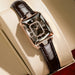 Rectangle Luxe Watch With Diamond Crystal Frame Design - Rose Gold Brown