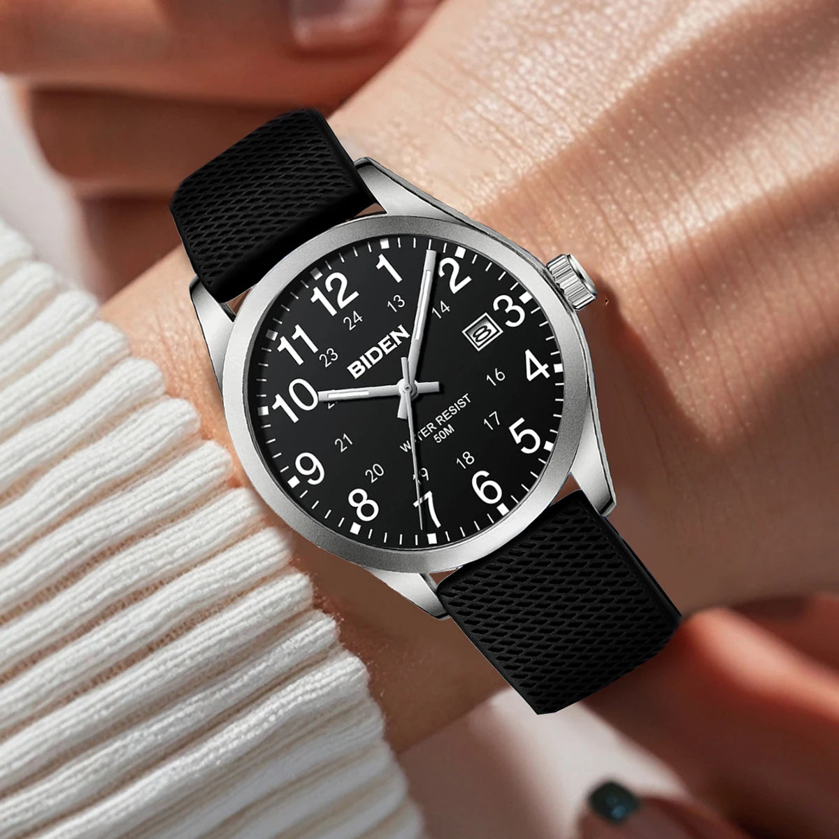 Watch Quartz Analog with Luminous Dial Sport Design