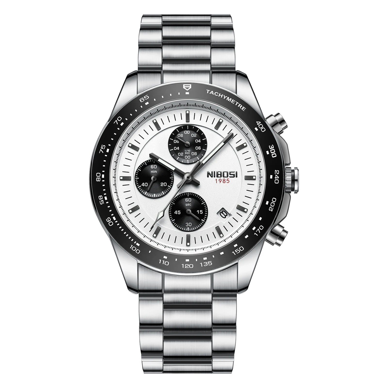 Stainless Steel Chronograph Watch Tachymeter Bezel - C