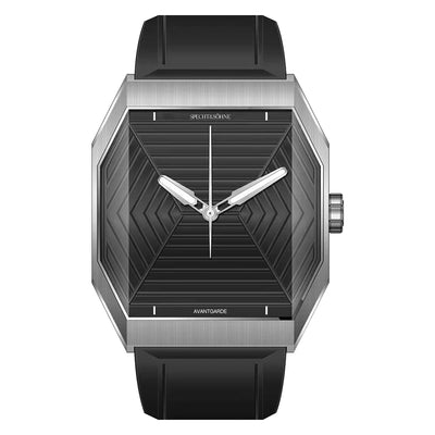 Octagonal Stainless Steel Wristwatch with Sapphire Dial - Black
