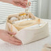 Silk Soft Cosmetic Organizer Case for Travel and Beauty - White
