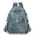 PU Leather Backpack for Women Large Capacity Everyday - Blue