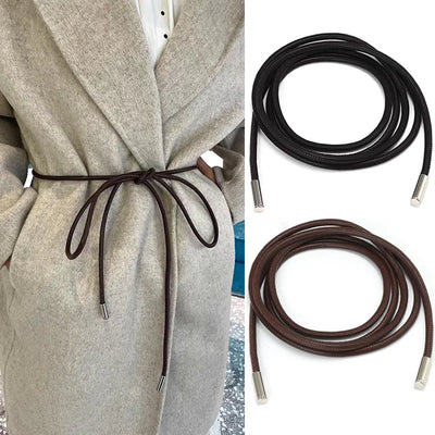 Slim Waist Belt Knotted Detail Lanyard Decor Elegant