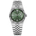 Wristwatch Automatic Calendar Honeycomb Pattern Dial - Silver Green