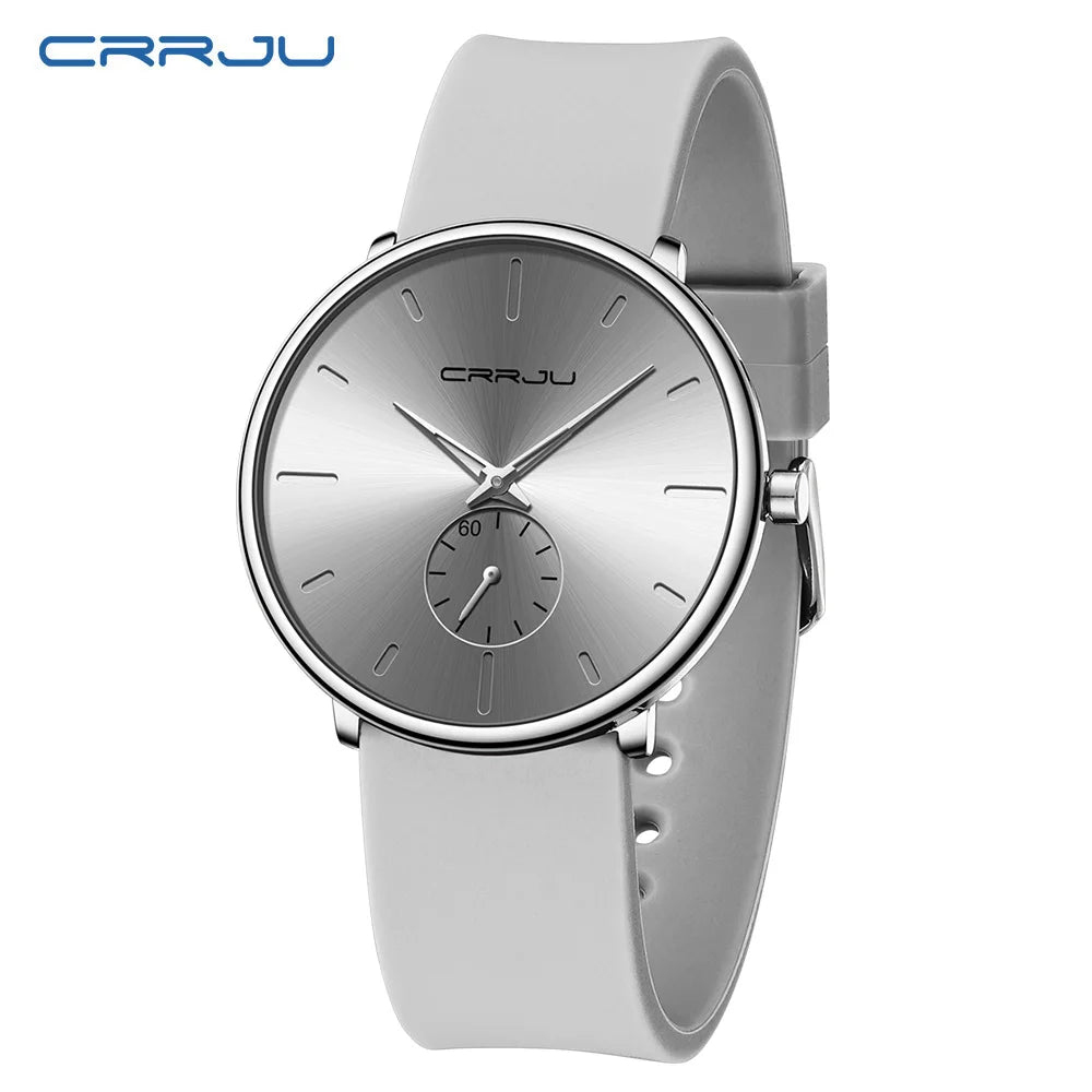 Elegant Round Quartz Watch With Sub Second Dial Aura