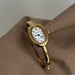 Watch Oval Dial Roman Numeral Bangle Bracelet - Gold White