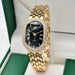 Oval Diamond Encrusted Watch with Roman Numeral Dial - Gold Black