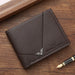 Geometric Stitch Card Holder Wallet with Slim Frame - Coffee