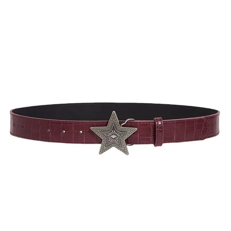 Star Buckle Belt with Five Point Star Accent Design