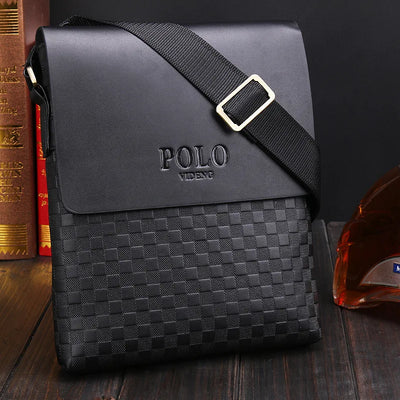 Crossbody Bag with Checkerboard Pattern Embossed - Black