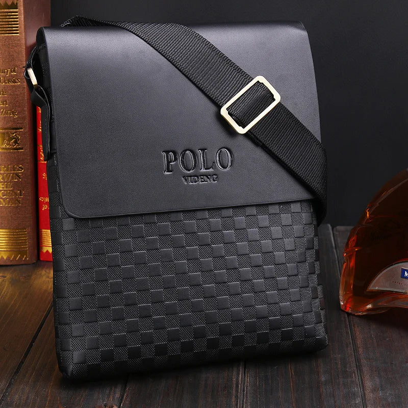 Crossbody Bag with Checkerboard Pattern Embossed - Black