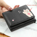Wallet with Cartoon Animals Hasp Closure for Daily Use - Black