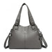 Genuine Soft Leather Handbag Shoulder Tote Bag - Grey