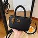 Minimal Square Crossbody Bag with Charm Accent Detail - Black
