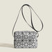 Geometric Bag with Diamond Grid Pattern Crossbody - Silver