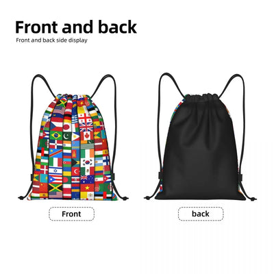 World Flags Drawstring Backpack Unisex Travel Bag