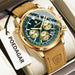 Wristwatch Chronograph Date Display Arabic Numerals - Gold Green