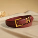 Belt with Square Buckle Adjustable for Trousers - Wine Red