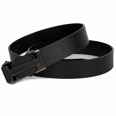 Belt With H Buckle And Textured Finish For Daily Wear - WO2MEN