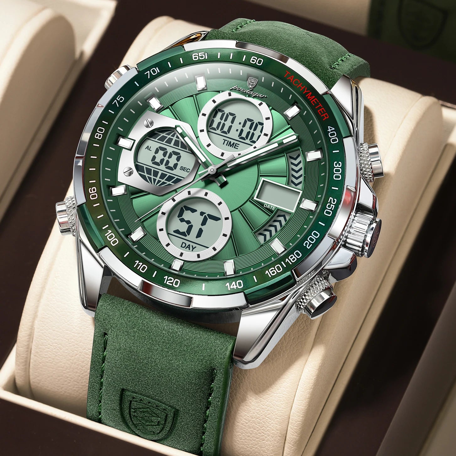 Wristwatch with LED Display and Multiple Time Zone