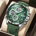Wristwatch with LED Display and Multiple Time Zone - Silver Green