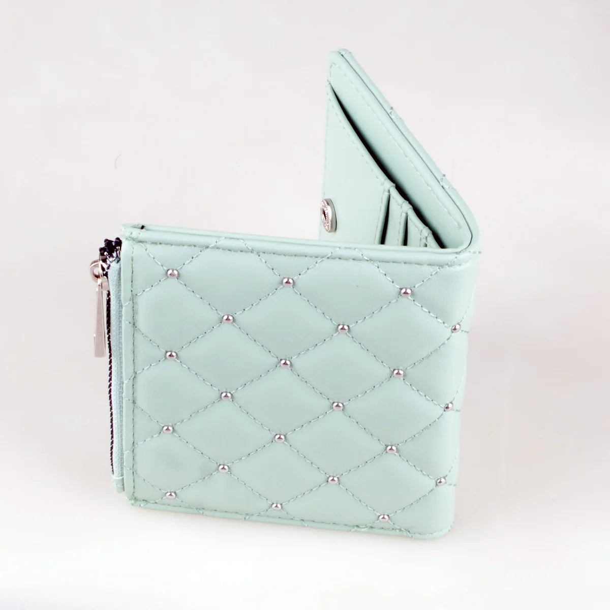 Quilted Wallet Twofold with Jewel Accent Card Holder - WO2MEN