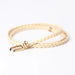 Braided Waist Belt with Classic Buckle Clasp Detail - Beige