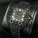 Square Dial Full Diamond Wristwatch Water Resistant - Black