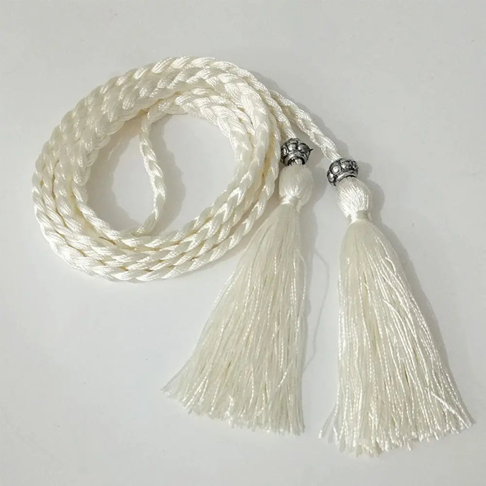 Elegant Braided Rope Tassel Belt for Women Waist