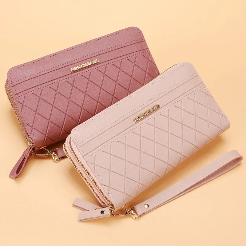 Zip Around Wallet with Tassel Strap Quilted Pattern