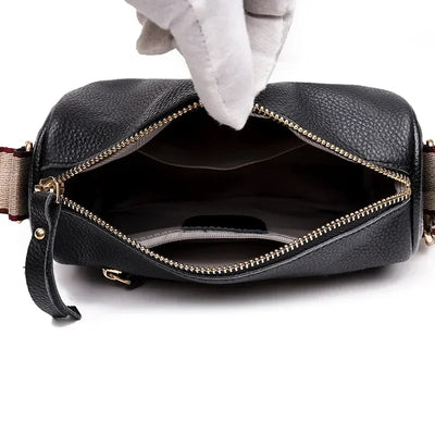Emblem Crossbody Bag With Wide Strap And Circular Clasp