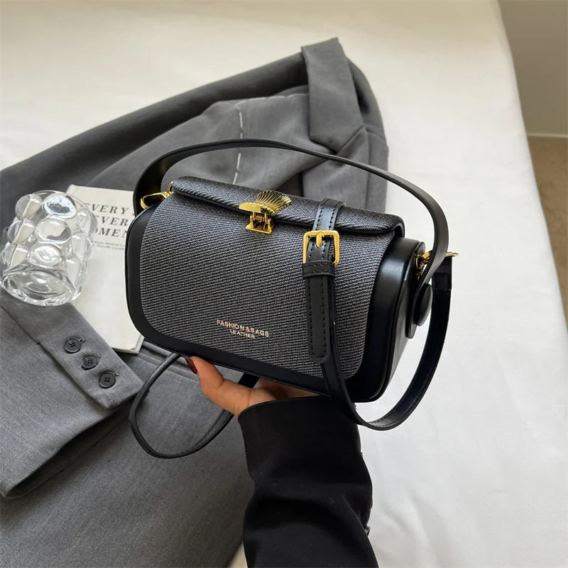 Boxy Mini Crossbody Bag With Hasp Closure in Pure Style