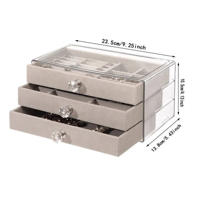 Three-Tier Jewelry Box Drawer For Earrings Necklaces