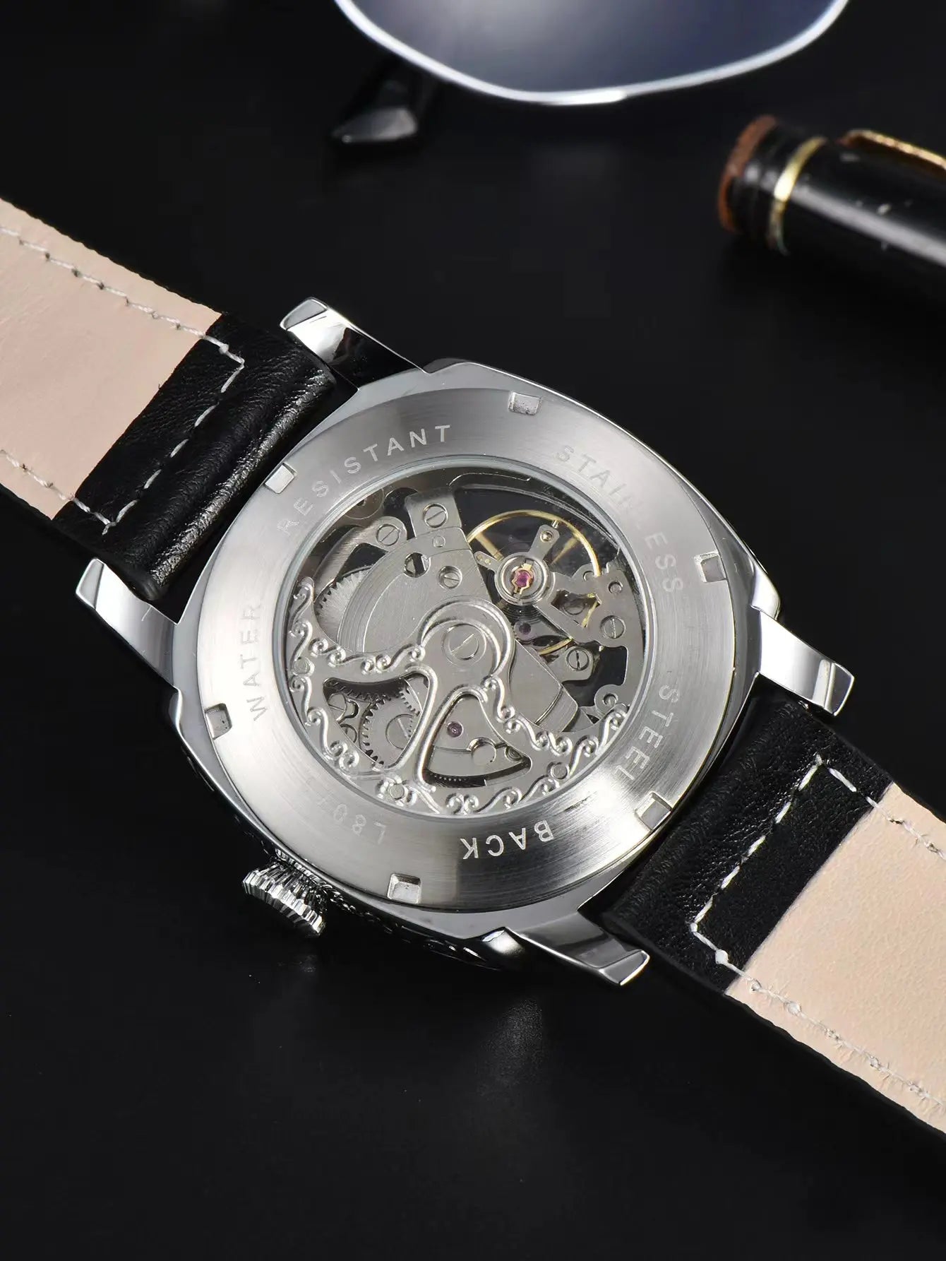 Skeleton Mechanical Watch Openwork Dial Luminous Hands
