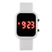 Digital LED Square Watch with Adjustable Strap - White