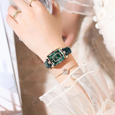 Rectangle Luxe Watch With Diamond Crystal Frame Design - WO2MEN