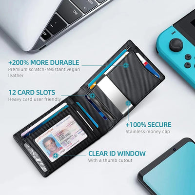 Carbon Fiber Slim Cardholder With RFID Shield Guard