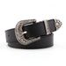 Adjustable Western Belt with Ornate Engraved Buckle - Black V3