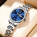 Women Stainless Steel Watch with Date Window Classic - Blue