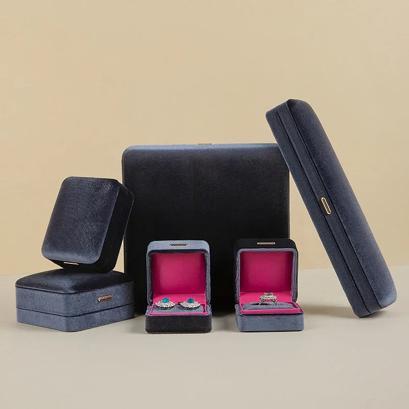 Rounded Edge Velvet Jewelry Box with Multi Compartments