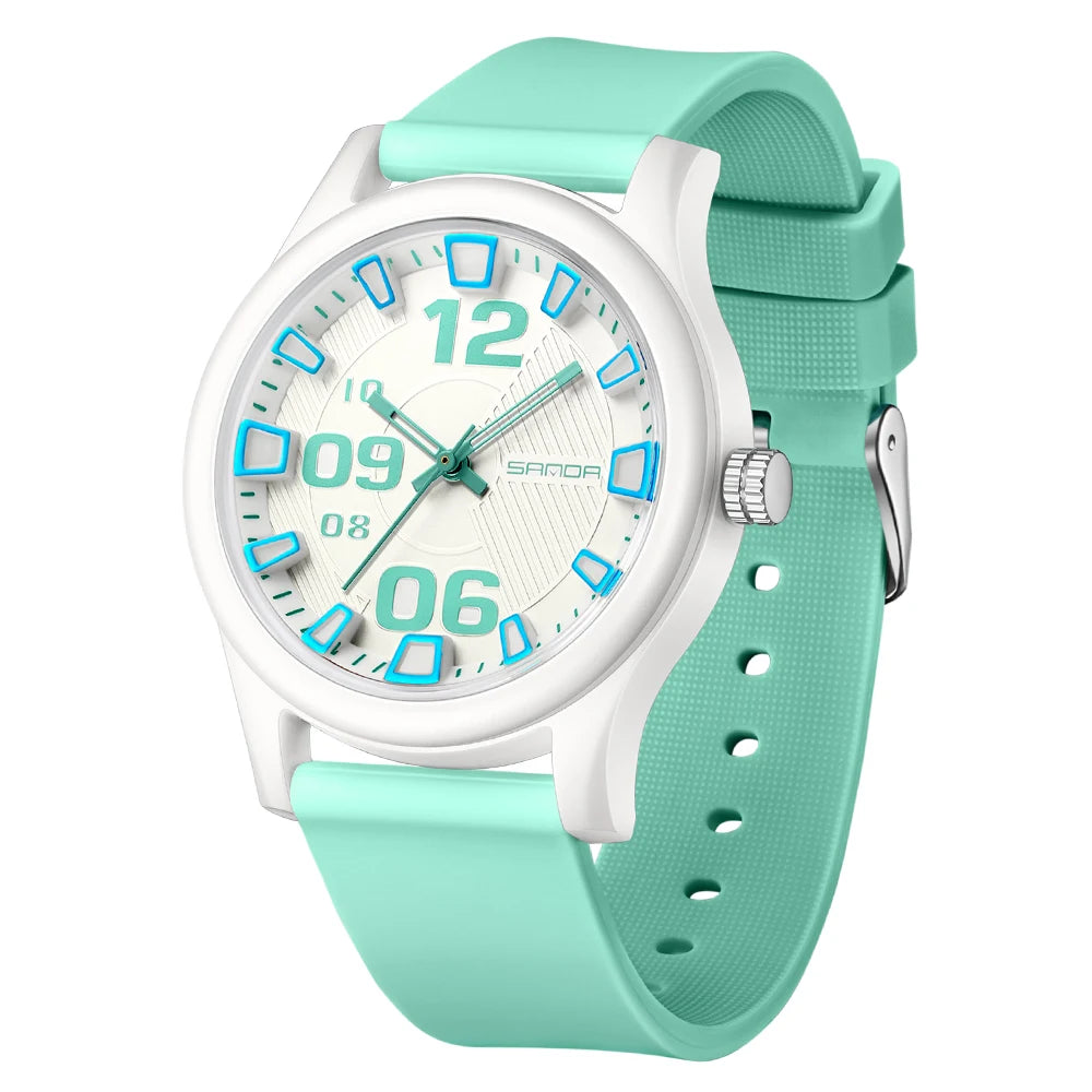 Casual Silicone Strap Watch Analog Digital Timepiece - Lake Blue