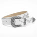 Star Rivet Belt with Ornate Buckle and Star Studs - White
