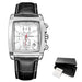 Rectangular Chronograph Watch with Luminous Hands - Black White Box