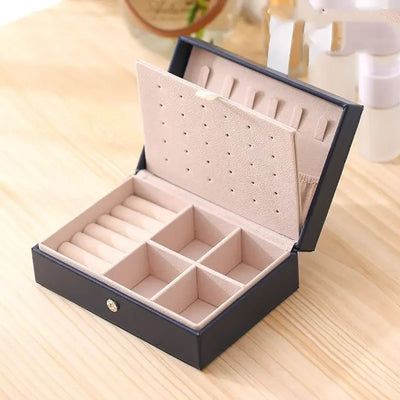 Jewelry Box Two Layer Flip Case For Travel And Home - WO2MEN