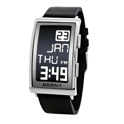 Digital Ink Wristwatch Leather Strap Rectangular Case